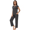 image:imageWiWi Soft Pajama Set for Women Short Sleeve Viscose from Bamboo Sleepwear Lightweight Loose Pajamas Pjs Sets SXXLAcharcoal Heather