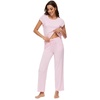 image:imageWiWi Soft Pajama Set for Women Short Sleeve Viscose from Bamboo Sleepwear Lightweight Loose Pajamas Pjs Sets SXXLApink