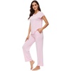 image:imageWiWi Soft Pajama Set for Women Short Sleeve Viscose from Bamboo Sleepwear Lightweight Loose Pajamas Pjs Sets SXXLApink