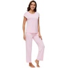 image:imageWiWi Soft Pajama Set for Women Short Sleeve Viscose from Bamboo Sleepwear Lightweight Loose Pajamas Pjs Sets SXXLApink