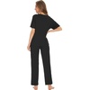 image:imageWiWi Soft Pajama Set for Women Short Sleeve Viscose from Bamboo Sleepwear Lightweight Loose Pajamas Pjs Sets SXXLBblack