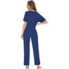 image:imageWiWi Soft Pajama Set for Women Short Sleeve Viscose from Bamboo Sleepwear Lightweight Loose Pajamas Pjs Sets SXXLBblue Depth