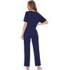 image:imageWiWi Soft Pajama Set for Women Short Sleeve Viscose from Bamboo Sleepwear Lightweight Loose Pajamas Pjs Sets SXXLBnavy