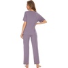 image:imageWiWi Soft Pajama Set for Women Short Sleeve Viscose from Bamboo Sleepwear Lightweight Loose Pajamas Pjs Sets SXXLBviolet