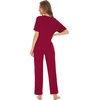 image:imageWiWi Soft Pajama Set for Women Short Sleeve Viscose from Bamboo Sleepwear Lightweight Loose Pajamas Pjs Sets SXXLBwine Red