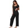 image:imageWiWi Soft Pajama Set for Women Short Sleeve Viscose from Bamboo Sleepwear Lightweight Loose Pajamas Pjs Sets SXXLCblack
