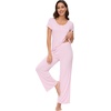 image:imageWiWi Soft Pajama Set for Women Short Sleeve Viscose from Bamboo Sleepwear Lightweight Loose Pajamas Pjs Sets SXXLCpink