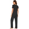 image:imageWiWi Soft Pajama Set for Women Short Sleeve Viscose from Bamboo Sleepwear Lightweight Loose Pajamas Pjs Sets SXXLDblack
