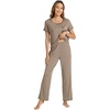 image:imageWiWi Soft Pajama Set for Women Short Sleeve Viscose from Bamboo Sleepwear Lightweight Loose Pajamas Pjs Sets SXXLDcamel