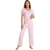 image:imageWiWi Soft Pajama Set for Women Short Sleeve Viscose from Bamboo Sleepwear Lightweight Loose Pajamas Pjs Sets SXXLDpink
