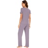 image:imageWiWi Soft Pajama Set for Women Short Sleeve Viscose from Bamboo Sleepwear Lightweight Loose Pajamas Pjs Sets SXXLDviolet