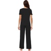 image:imageWiWi Soft Pajama Set for Women Short Sleeve Viscose from Bamboo Sleepwear Lightweight Loose Pajamas Pjs Sets SXXLFblack