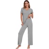 image:imageWiWi Soft Pajama Set for Women Short Sleeve Viscose from Bamboo Sleepwear Lightweight Loose Pajamas Pjs Sets SXXLFheather Grey