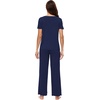 image:imageWiWi Soft Pajama Set for Women Short Sleeve Viscose from Bamboo Sleepwear Lightweight Loose Pajamas Pjs Sets SXXLFnavy