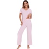 image:imageWiWi Soft Pajama Set for Women Short Sleeve Viscose from Bamboo Sleepwear Lightweight Loose Pajamas Pjs Sets SXXLFpink