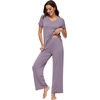 image:imageWiWi Soft Pajama Set for Women Short Sleeve Viscose from Bamboo Sleepwear Lightweight Loose Pajamas Pjs Sets SXXLFviolet