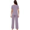image:imageWiWi Soft Pajama Set for Women Short Sleeve Viscose from Bamboo Sleepwear Lightweight Loose Pajamas Pjs Sets SXXLFviolet