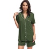 image:imageWiWi Soft Pajamas Set for Women Button Down Short Pajama Sets Plus Size Pjs Sleepwear Viscose from Bamboo S4XAarmy Green