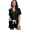 image:imageWiWi Soft Pajamas Set for Women Button Down Short Pajama Sets Plus Size Pjs Sleepwear Viscose from Bamboo S4XAblack