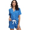 image:imageWiWi Soft Pajamas Set for Women Button Down Short Pajama Sets Plus Size Pjs Sleepwear Viscose from Bamboo S4XAbright Blue
