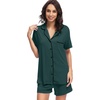 image:imageWiWi Soft Pajamas Set for Women Button Down Short Pajama Sets Plus Size Pjs Sleepwear Viscose from Bamboo S4XAforest Green