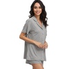 image:imageWiWi Soft Pajamas Set for Women Button Down Short Pajama Sets Plus Size Pjs Sleepwear Viscose from Bamboo S4XAheather Grey