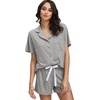 image:imageWiWi Soft Pajamas Set for Women Button Down Short Pajama Sets Plus Size Pjs Sleepwear Viscose from Bamboo S4XAheather Grey