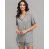 image:imageWiWi Soft Pajamas Set for Women Button Down Short Pajama Sets Plus Size Pjs Sleepwear Viscose from Bamboo S4XAheather Grey