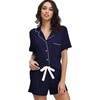 image:imageWiWi Soft Pajamas Set for Women Button Down Short Pajama Sets Plus Size Pjs Sleepwear Viscose from Bamboo S4XAnavy