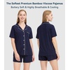 image:imageWiWi Soft Pajamas Set for Women Button Down Short Pajama Sets Plus Size Pjs Sleepwear Viscose from Bamboo S4XAnavyWhite Dots