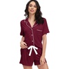 image:imageWiWi Soft Pajamas Set for Women Button Down Short Pajama Sets Plus Size Pjs Sleepwear Viscose from Bamboo S4XAwine