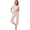 image:imageWiWi Soft Pajamas Set for Women Button Down Short Pajama Sets Plus Size Pjs Sleepwear Viscose from Bamboo S4XCcream Pink