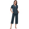 image:imageWiWi Soft Pajamas Set for Women Button Down Short Pajama Sets Plus Size Pjs Sleepwear Viscose from Bamboo S4XCdeep Teal