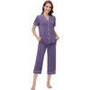 image:imageWiWi Soft Pajamas Set for Women Button Down Short Pajama Sets Plus Size Pjs Sleepwear Viscose from Bamboo S4XClavender