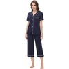 image:imageWiWi Soft Pajamas Set for Women Button Down Short Pajama Sets Plus Size Pjs Sleepwear Viscose from Bamboo S4XCnavyWhite Dots