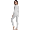 image:imageWiWi Soft Underwear for Women Thermal Long Johns Sets Super Warm Base Layer Top Pants Pajamas Set Viscose from Bamboo S3XAgrey White Stripe