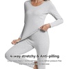 image:imageWiWi Soft Underwear for Women Thermal Long Johns Sets Super Warm Base Layer Top Pants Pajamas Set Viscose from Bamboo S3XAgrey White Stripe