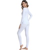 image:imageWiWi Soft Underwear for Women Thermal Long Johns Sets Super Warm Base Layer Top Pants Pajamas Set Viscose from Bamboo S3XAlight Blue Stripe