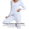 image:imageWiWi Soft Underwear for Women Thermal Long Johns Sets Super Warm Base Layer Top Pants Pajamas Set Viscose from Bamboo S3XAlight Blue Stripe