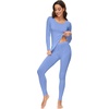 image:imageWiWi Soft Underwear for Women Thermal Long Johns Sets Super Warm Base Layer Top Pants Pajamas Set Viscose from Bamboo S3XAsky Blue