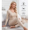 image:imageWiWi Soft Underwear for Women Thermal Long Johns Sets Super Warm Base Layer Top Pants Pajamas Set Viscose from Bamboo S3XBoatmeal Heather