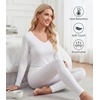 image:imageWiWi Soft Underwear for Women Thermal Long Johns Sets Super Warm Base Layer Top Pants Pajamas Set Viscose from Bamboo S3XBraw White