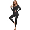 image:imageWiWi Soft Underwear for Women Thermal Long Johns Sets Super Warm Base Layer Top Pants Pajamas Set Viscose from Bamboo S3XCblack