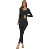 image:imageWiWi Soft Underwear for Women Thermal Long Johns Sets Super Warm Base Layer Top Pants Pajamas Set Viscose from Bamboo S3XCblack