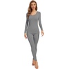 image:imageWiWi Soft Underwear for Women Thermal Long Johns Sets Super Warm Base Layer Top Pants Pajamas Set Viscose from Bamboo S3XCgrey