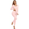 image:imageWiWi Soft Underwear for Women Thermal Long Johns Sets Super Warm Base Layer Top Pants Pajamas Set Viscose from Bamboo S3XCpink