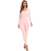 image:imageWiWi Soft Underwear for Women Thermal Long Johns Sets Super Warm Base Layer Top Pants Pajamas Set Viscose from Bamboo S3XCpink