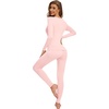 image:imageWiWi Soft Underwear for Women Thermal Long Johns Sets Super Warm Base Layer Top Pants Pajamas Set Viscose from Bamboo S3XCpink