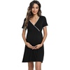image:imageWiWi Soft Viscose from Bamboo 3 in 1 MaternityDeliveryNursing Labor Nightgowns Breastfeeding Sleep Shirt Gowns SXXLAblack