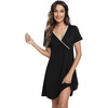 image:imageWiWi Soft Viscose from Bamboo 3 in 1 MaternityDeliveryNursing Labor Nightgowns Breastfeeding Sleep Shirt Gowns SXXLAblack